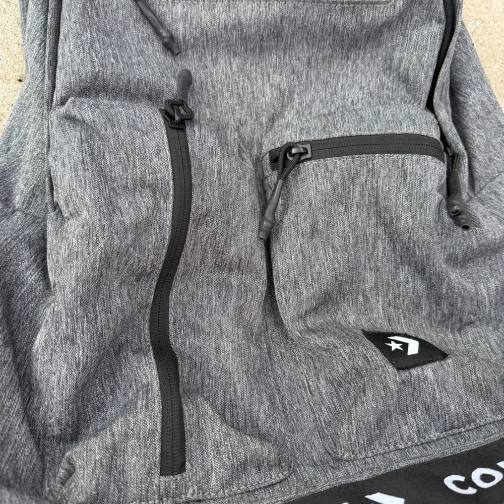 Converse EDC Poly Backpack Grey Heather Logo Tape Laptop Bag 5323-042